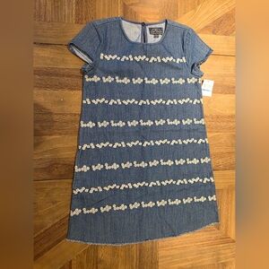 Lucky Brand Blue Denim Flower Midi Dress Sz XL Spring Summer Girls Youth
